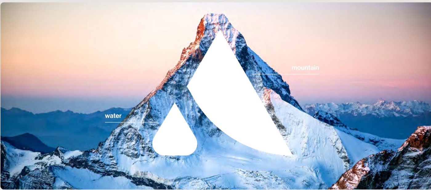 The Alpok Water mark over a mountain peak: a drop of water inside the mountain.