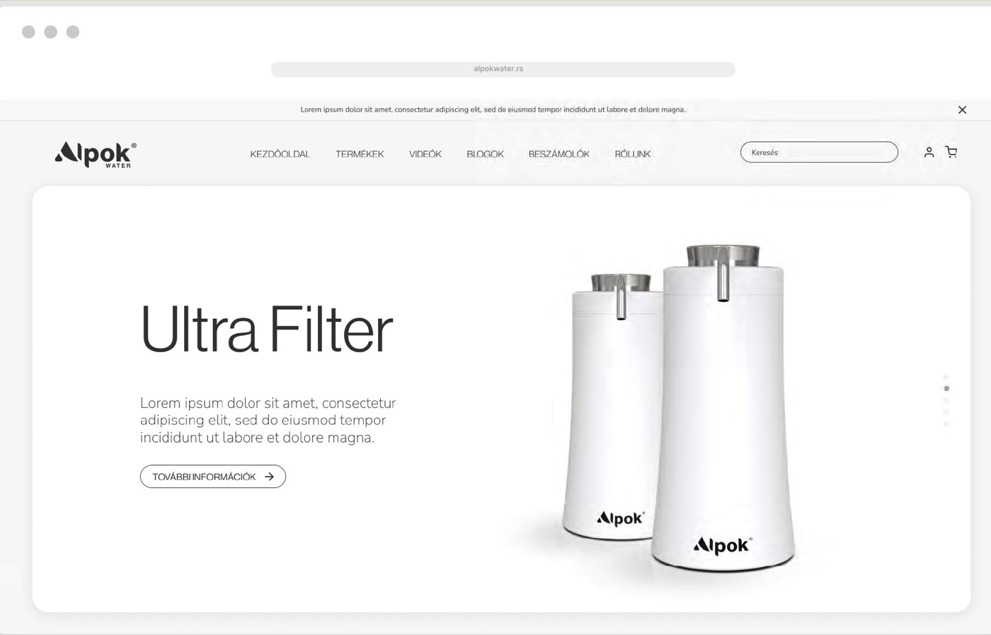 Alpok Water online store home screen in desktop and mobile view.
